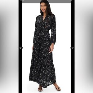 Natalie Martin Nico Long Sleeve Maxi Dress With Sash Small Midnight Burnout